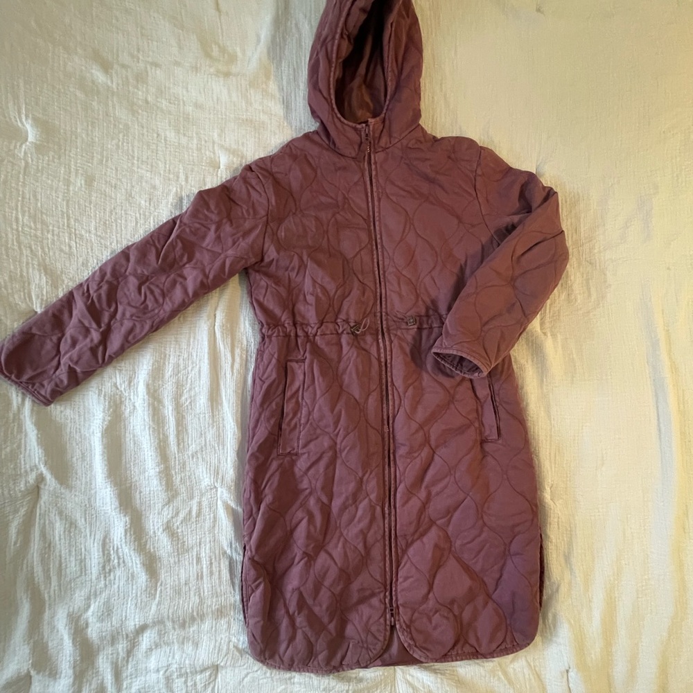 Women's Quilted Hooded Jacket - Purple